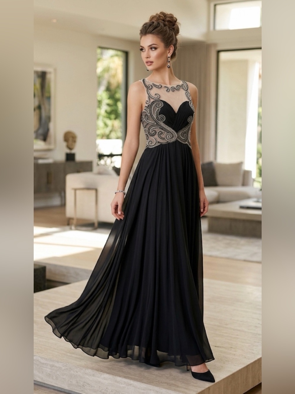 Jovani Formal Illusion Beaded Bodice Evening Gown - New with Tags (NWT) - Size 4